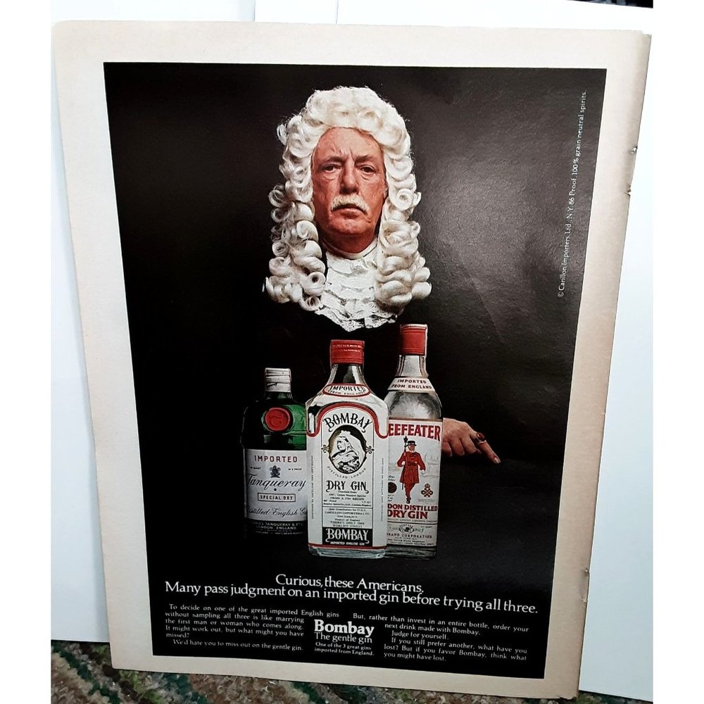 1979 Bombay Dry Gin Beefeater Tanqueray Print Ad vintage 70s